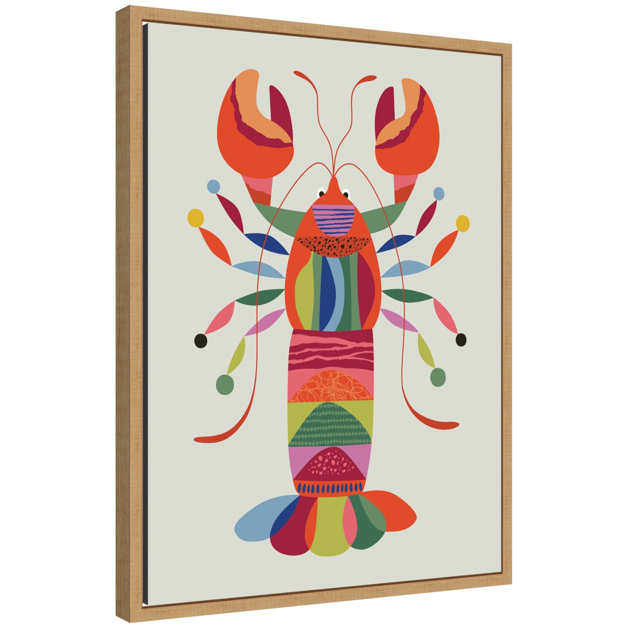 Sylvie MCM Lobster Coastal Framed Canvas by Rachel Lee