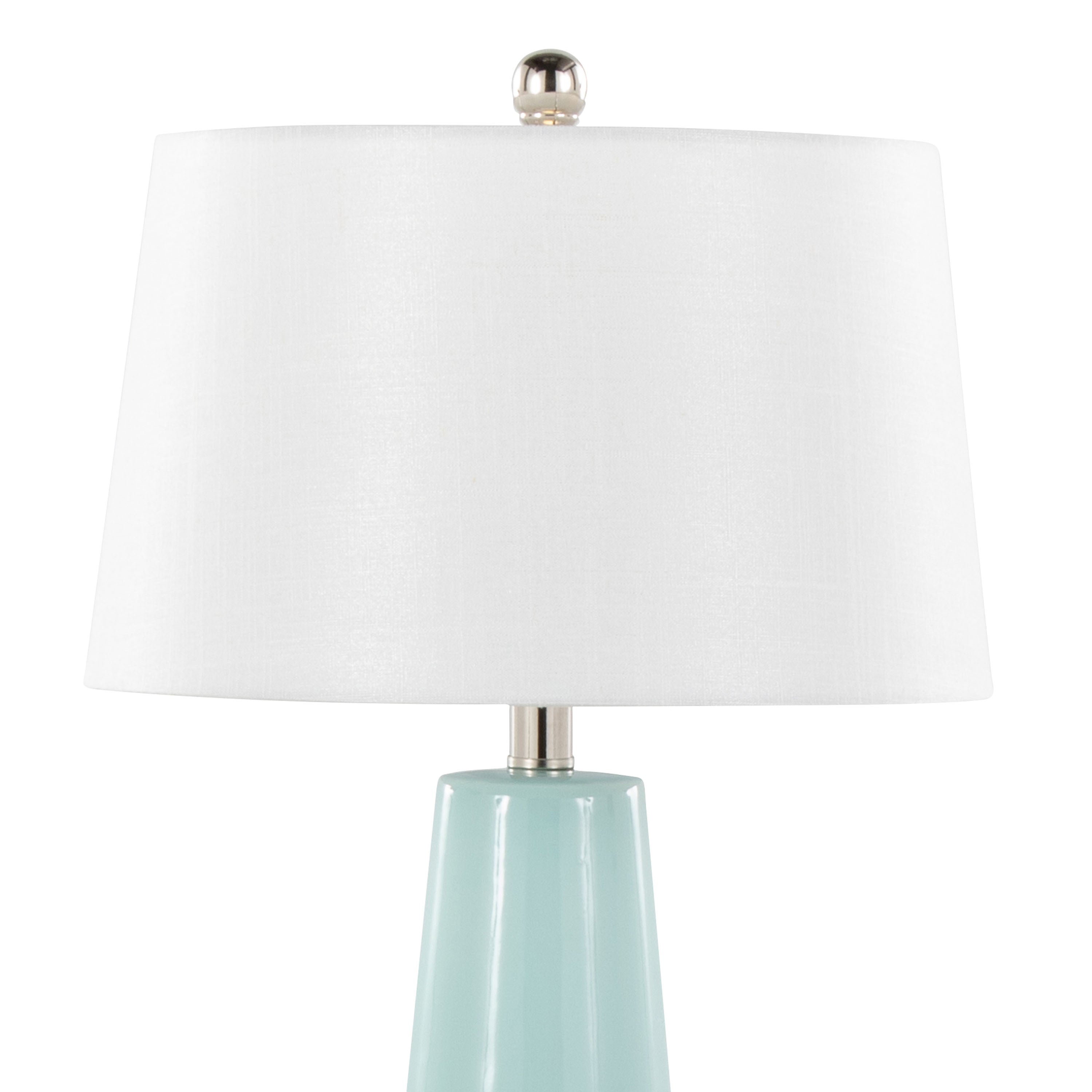 Penelope 22' Contemporary Ceramic Table Lamp with Tiffany Blue & Silver Body