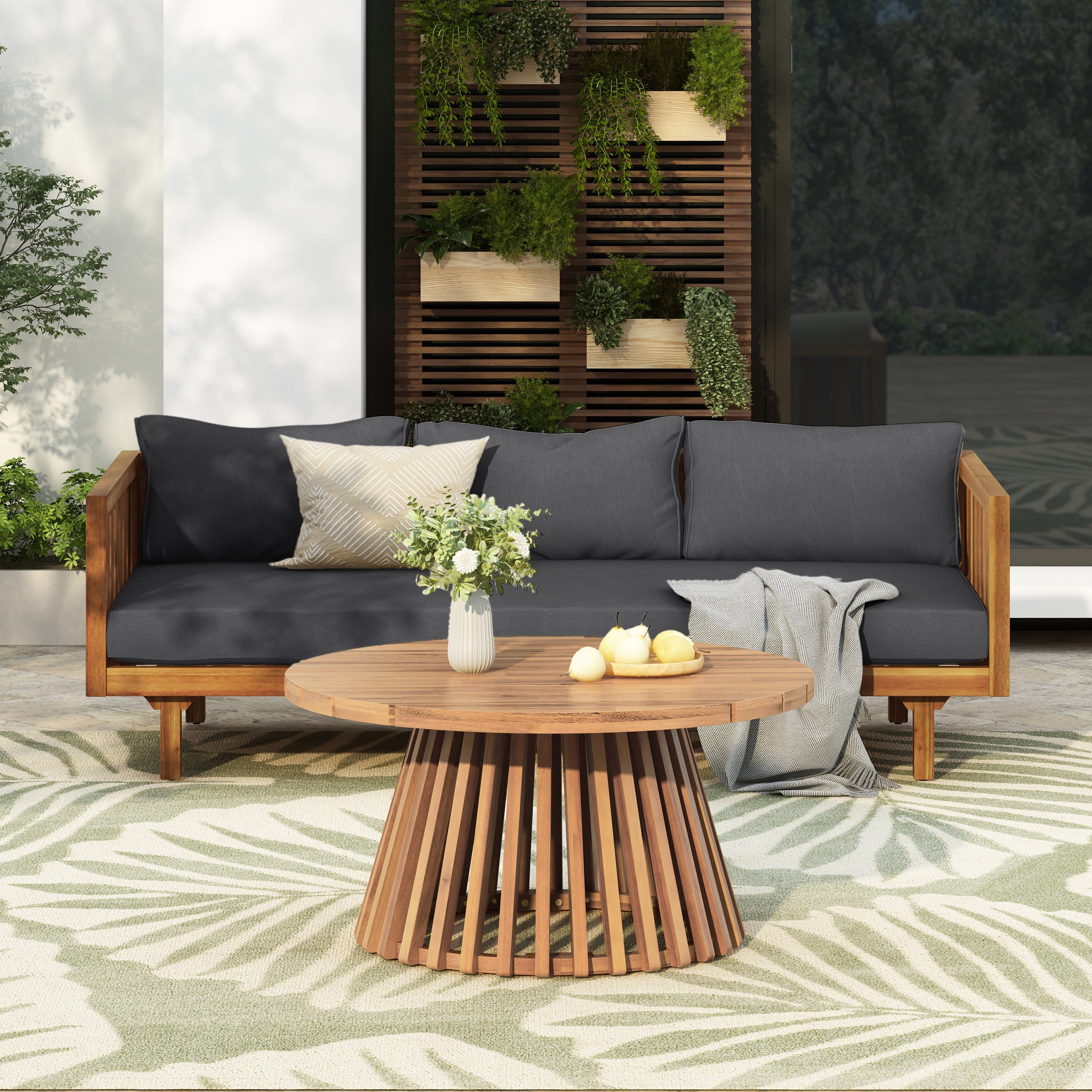 Claremont 3 Seater Daybed + Acacia Wood Patio Table