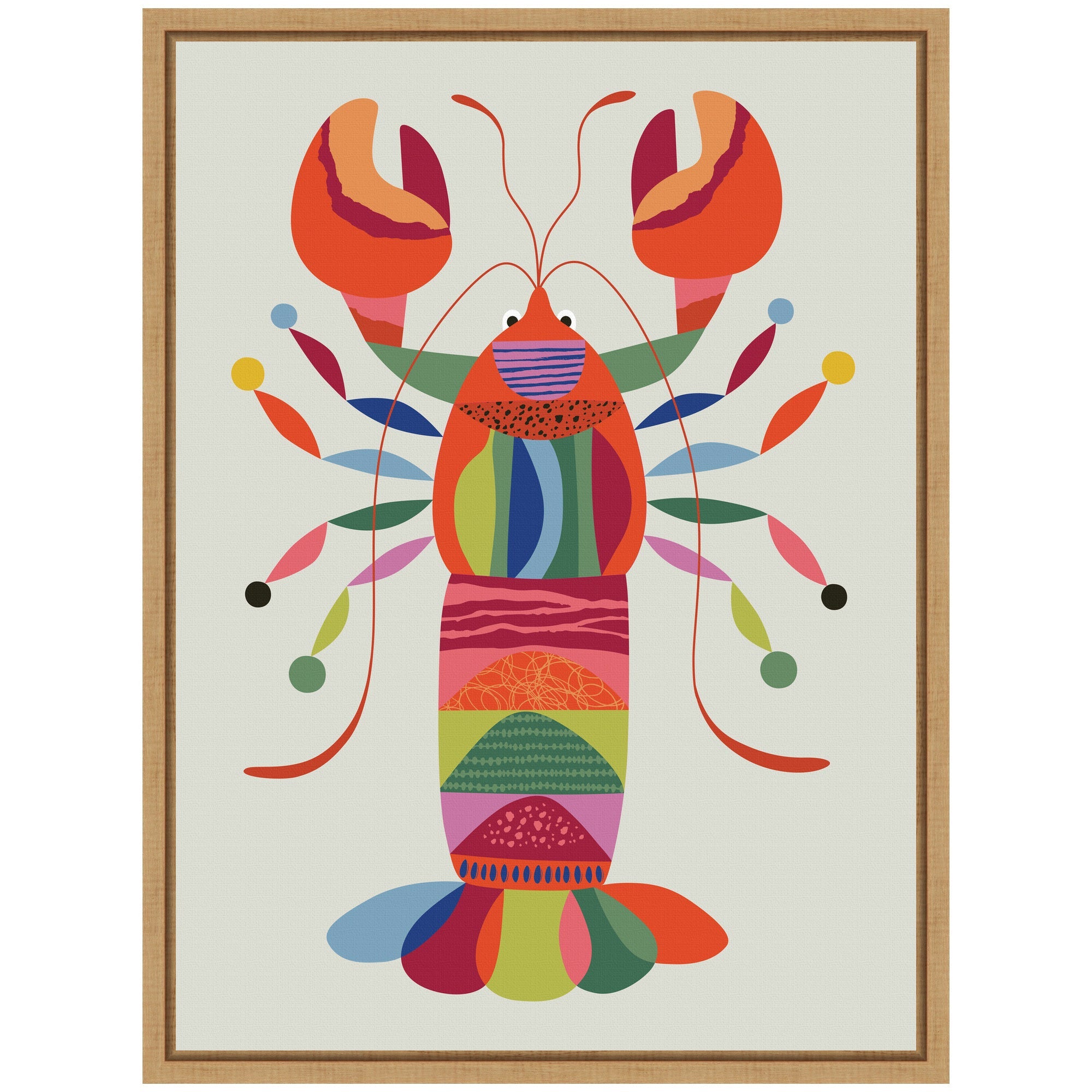 Sylvie MCM Lobster Coastal Framed Canvas by Rachel Lee