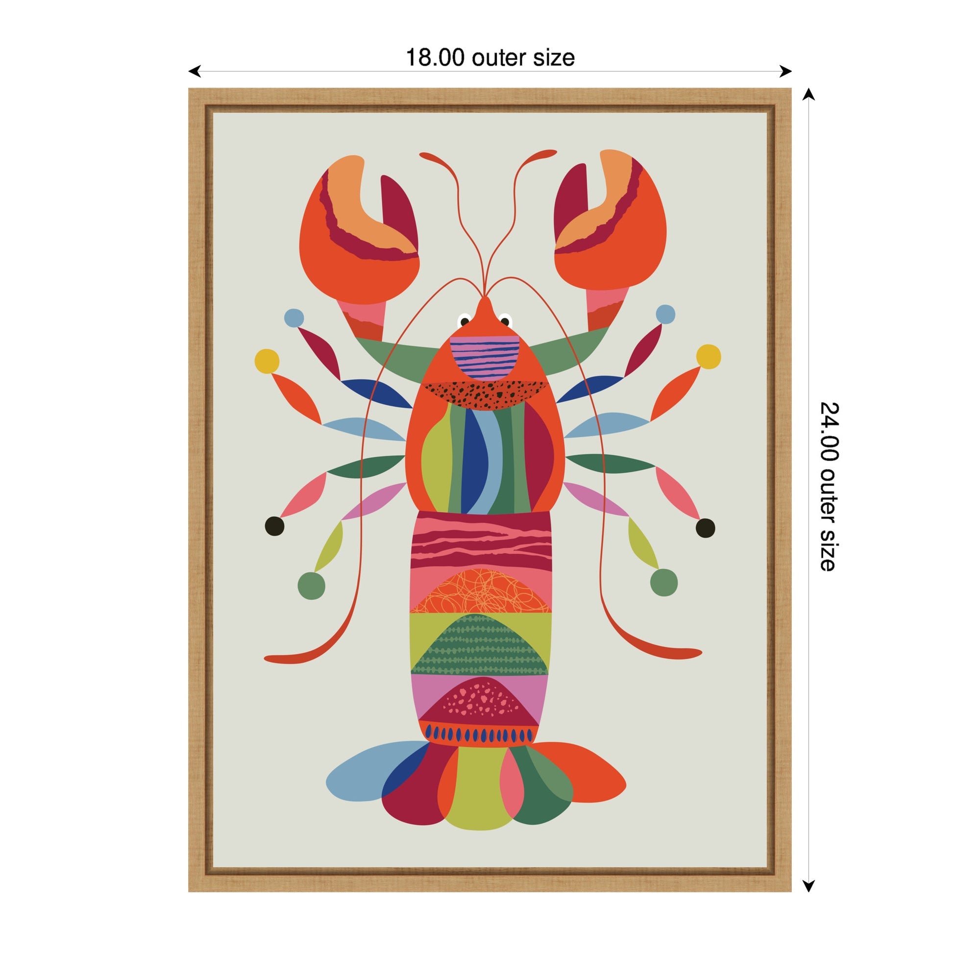 Sylvie MCM Lobster Coastal Framed Canvas by Rachel Lee