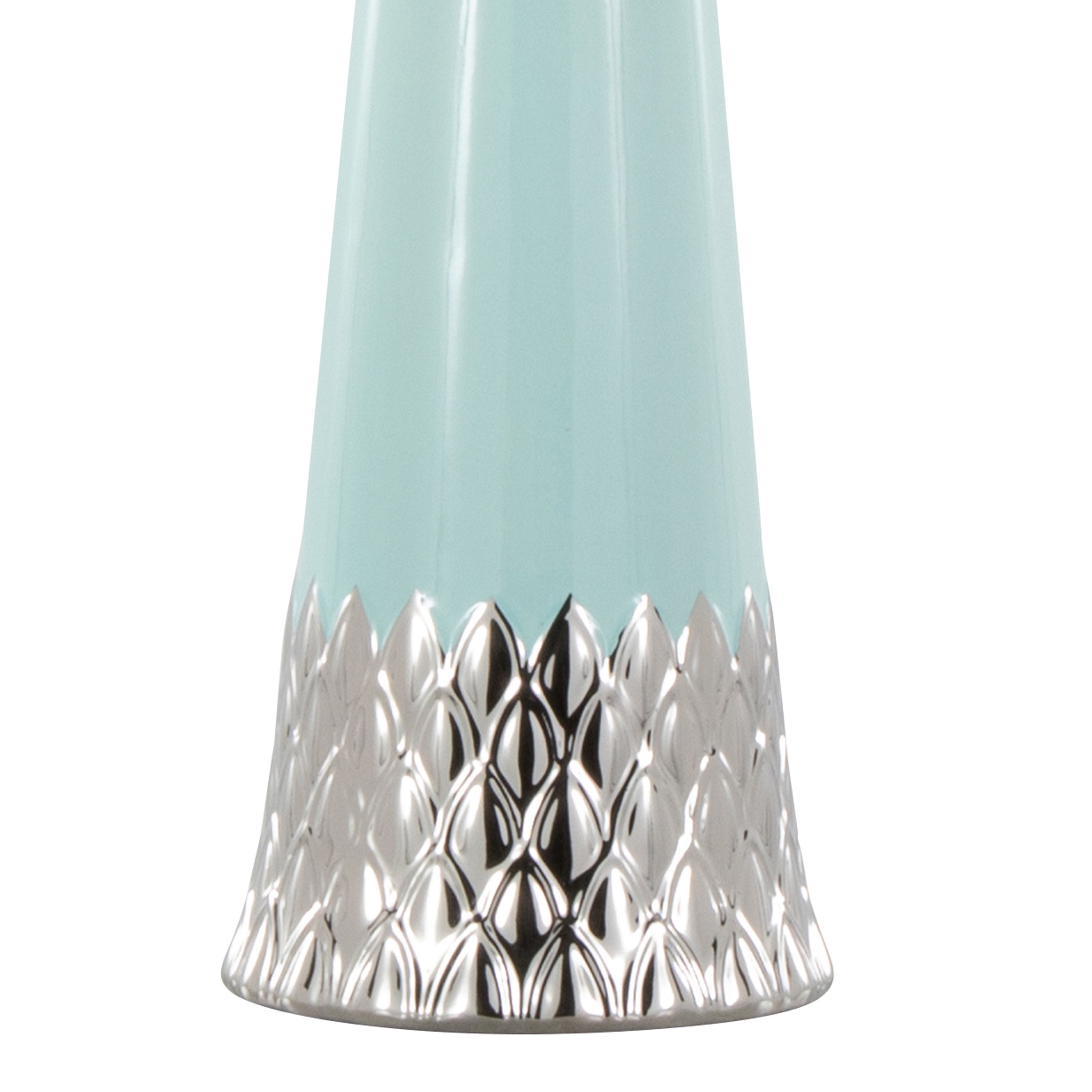 Penelope 22' Contemporary Ceramic Table Lamp with Tiffany Blue & Silver Body