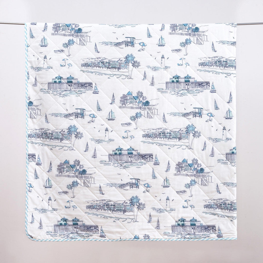 3-Piece Coastal Toile Quilt Set - Cape Elizabeth Collection