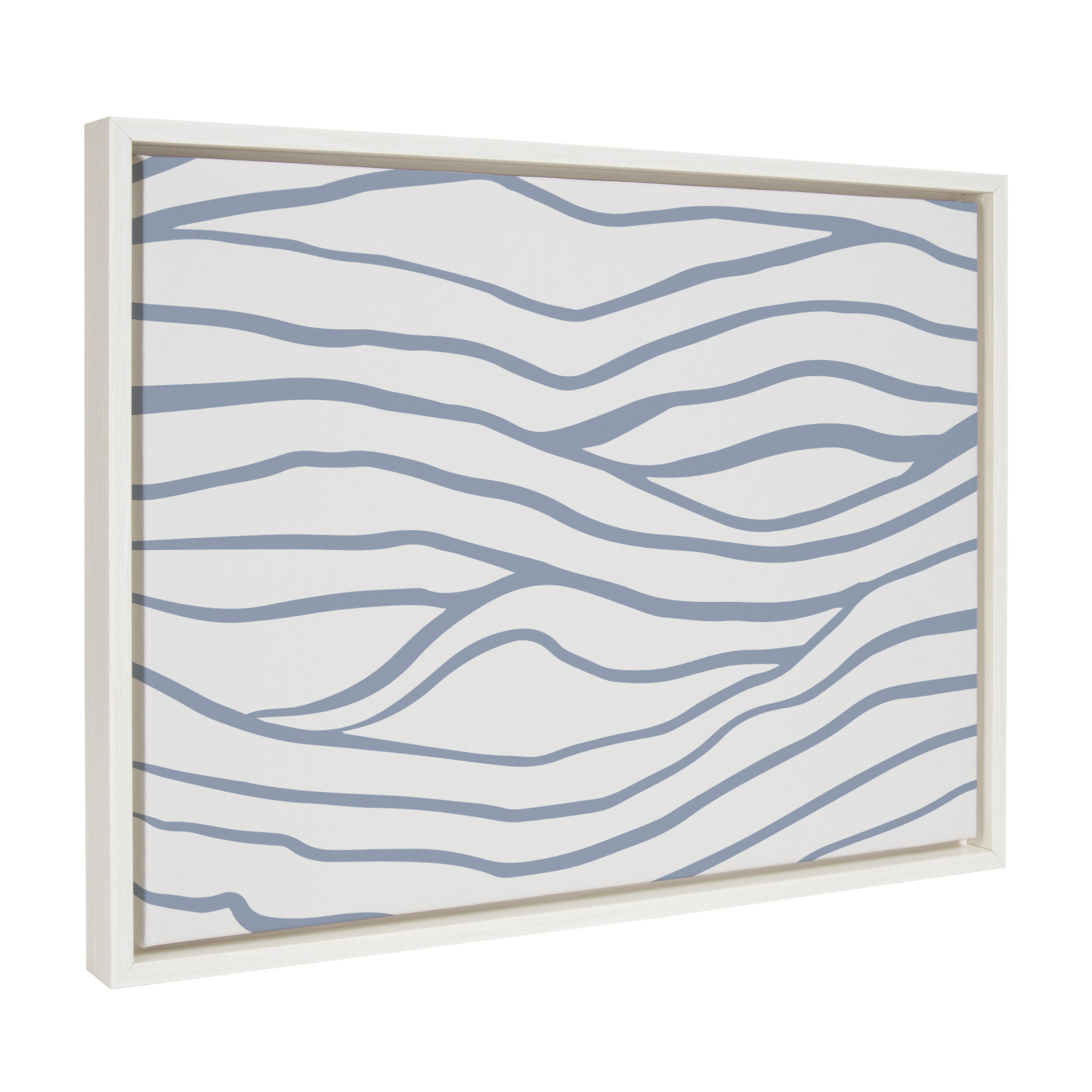 Sylvie Simple Elegant Coastal Waves Framed Canvas by The Creative Bunch Studio